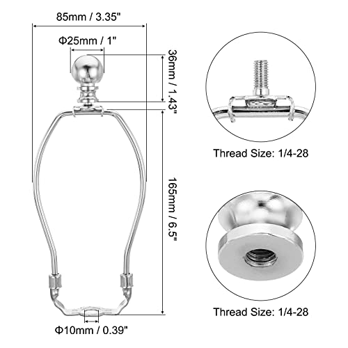 Patikil 6.5 Inch Lamp Harp Kit With Finial, 1 Set Detachable Lamp Shade Bracket Holder, Diy Lighting Accessories For Table Lamps Floor Lamps, Chrome #TOP1