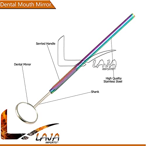 Laja Imports Dental Hygiene Set - 3Pcs Basic Dental Instruments Stainless Steel Dental Rainbow Tooth Pick, Mouth Mirror,Cotton Plier - Dentists Tools Set Is Ideal For Personal Use & Pet Friendly #TOP3