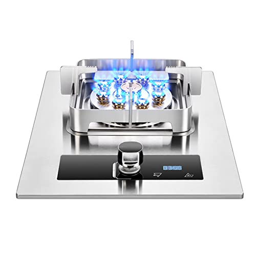 Burner Gas Cooker gas hob Built-in Gas Hob 1 Burners 33cm Stainless Steel Cooktop，5.2KW Nine-cavity Direct-injection Fierce Fire 90 Minutes Intelligent Timing Gas Stove， With FFD And Square(Lpg)