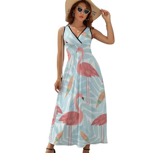 Robe longue d'été sans manches fluide et légère à col V - 6
