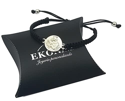 Pulsera Virgen del Carmen Plata Macramé Azul