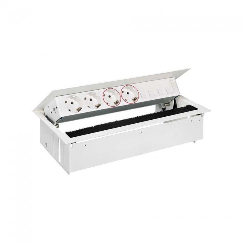 Boîtier de table Simon 400 blanc avec 2 prises schuko et 2 prises onduleur