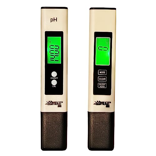 Divolight [pH and TDS & EC Tester kit] pH Meter Digital Accuracy 0.01 Lab Pen Type and 3-in-1 TDS and EC Meter, PPM and µS Meter for Water, Practical Water Testing Kit pH and TDS EC Meter Combo