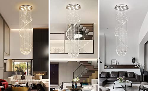 Agv Lighting Crystal Chandelier, Spiral Raindrop Chandelier Light, Modern Pendant Chandelier Lighting With 7-Lights, H79 X D24 Large Chandelier #TOP4