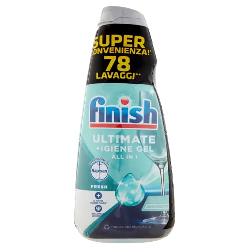 Finish Quantum + Higiene, detergente lavavajillas recomendado por Napisan, gel para lavavajillas, 78 lavados, 1 paquete de 26 lavados de líquido lavavajillas