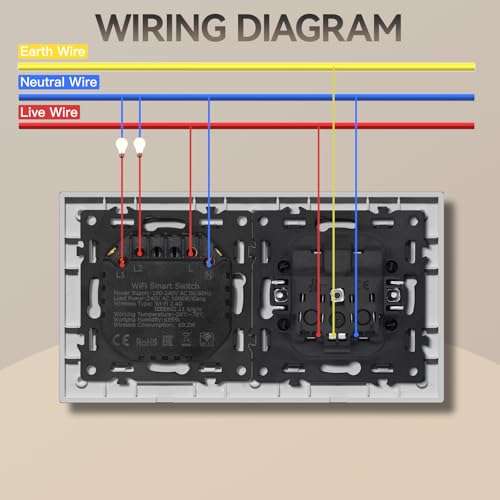 BSEED Smart Touch Lichtschalter,Glas Schalter Unterputz,Wandlichtschalter mit LED Hintergrundbeleuchtung,Neu E-Serie,16A 250V,2 Fach 1 Weg + 1 Steckdose,157mm Gold