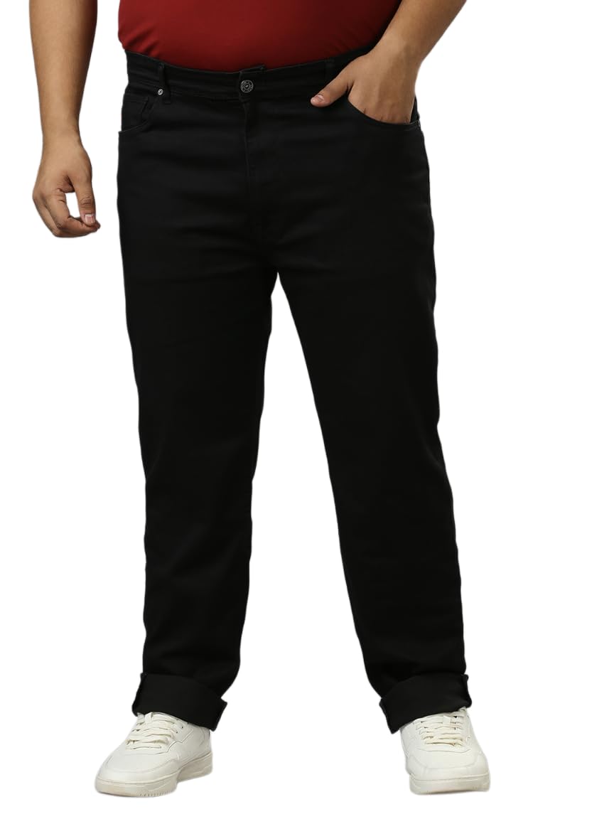 Xmex Men’s Plus Size Solid Plain Stretchable Jeans with Pocket