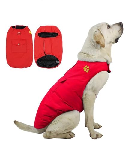 ペット服 冬 犬服 犬コート 冬 暖かい 防風 防寒 寒さ対策 コート 可愛い おしゃれ ペット用品 活動 散歩 マジックテープ ジャケット 小型犬 中型犬 大型犬 適用 秋冬服 愛犬猫 誕生日 贈り物 軽量 着脱簡単 お散歩お出かけ服 (レッド,M)