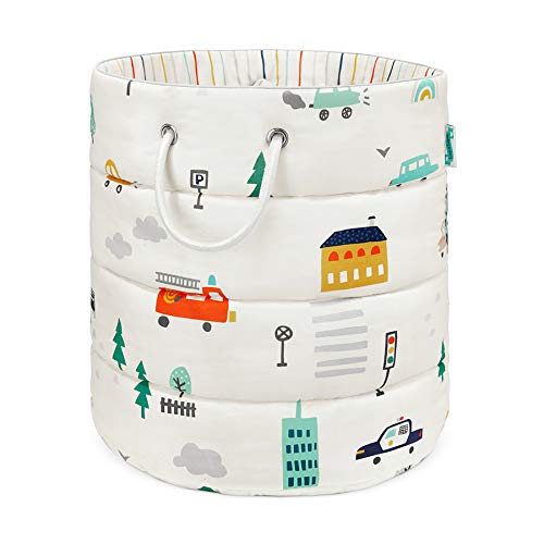 Corbeille en coton tressé multicolore grand format 45x45x50cm