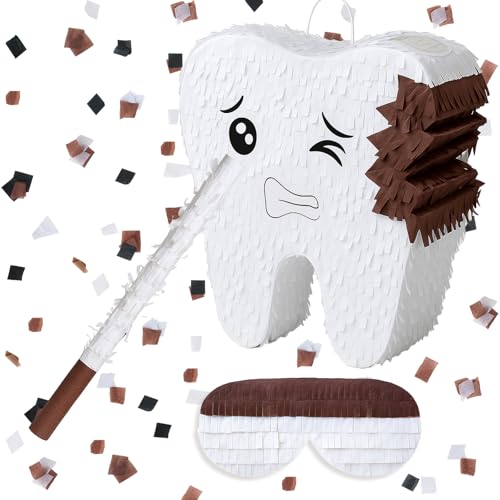 Tuoyi Tooth Decay Piñatas Boombox, Hand Made Mexico Fiesta Piñatas Boom Box for Birthday Parties, Carnival and Related Events, With Piñatas Stick and Blindfold (Tooth Decay)