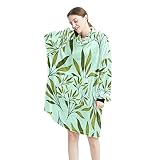 Motif feuille verte dessinée à la main - 01 - Sweat à capuche surdimensionné pour femme - Sweat confortable, Multicolor, taille unique