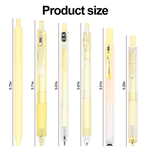 Buqoo Gel Pens, Highlighter Pens 0.5Mm Retractable Rollerball Pens Black Ink Smooth Pens For Diary Coloring Painting Doodles Crafts, 6 Pack (Yellow) #TOP1