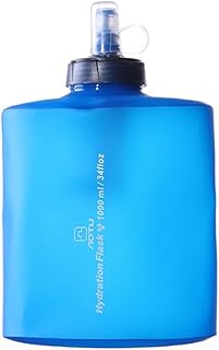 Outdoor Soft Water Bag, Foldable Sports Flask with 0.01μm Filter, Large Capacity Hydration Bladder for Camping, Hiking, Running, Off-Road(1000ML)