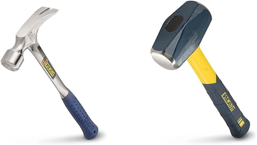 ESTWING Framing Hammer (22 oz) and Sure Strike Drilling/Crack Hammer (3 lb) Sledge with Fiberglass Handle