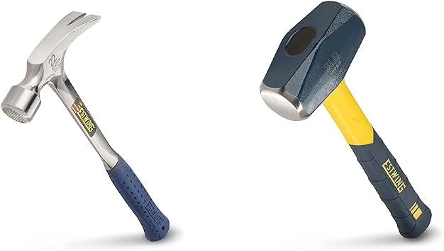 ESTWING Framing Hammer 22 oz and Sure Strike Drilling/Crack Hammer 3 lb Sledge with Fiberglass Handle