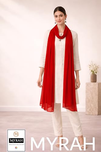Image of MYRAH Chiffon Solid Casual Daily Use Dupatta For Women's & Girls Length - 2.50 Meter