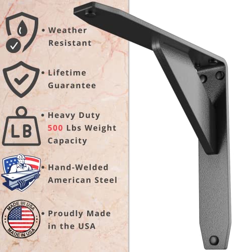 Starby Jetstream Solid Heavy Duty Low Profile Welded Countertop Support Shelf Brackets Floating Shelf Discrete Slim 500 Lb Capacity (2 Pack) (10" X 10" X 1.5") #TOP3
