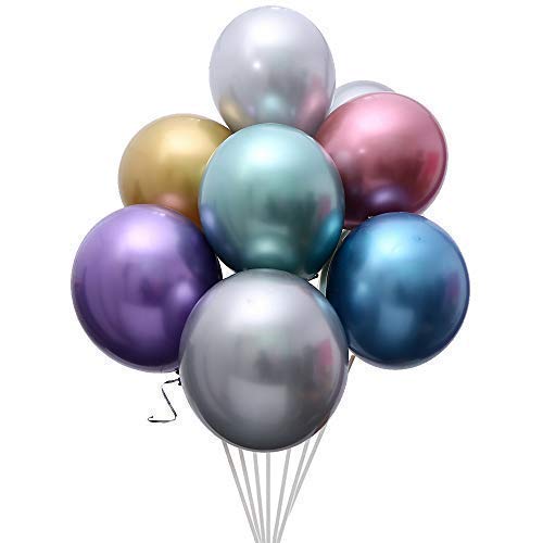 Party Balloons 12inch 50pcs Assorted Color Metallic Latex Balloons Birthday Helium Balloons - Thumbnail 4