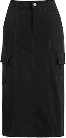 New denim cargo skirt casual midlength skirt trend