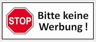 1x Aufkleber Stop Bitte keine Werbung! I Größe 7 x 3 cm I Gegen Reklame im Briefkasten I wetterfest I hochwertiger Digitaldruck I selbstklebend (70 x 30 mm)