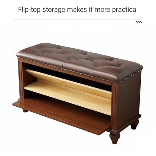 Banc de rangement à chaussures rembourré en bois noble au design rectangulaire chic