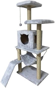 Reyo Pet Cat Scratching Tower Playhouse Grey with Platform