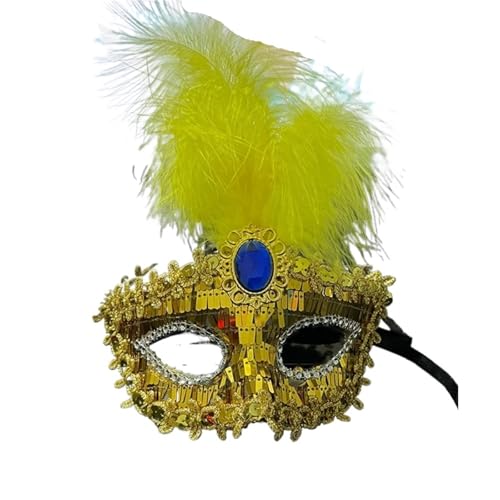 Masque en plumes et paillettes de diamant pour déguisement cosplay et bal