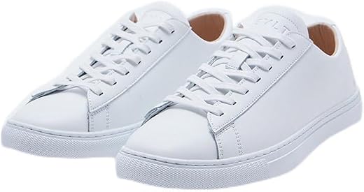 Men’s Everyday Sneakers – Casual Lace-Up Shoes with Rubber Sole, Lightweight Leather Footwear, Walking Comfort, Travel Ready