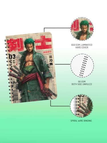 Image of ComicSense.xyz Anime Sketchbook Santoryu Warrior Printed A5 Spiral Drawing Sketch Book Unruled for Kids Students Gift