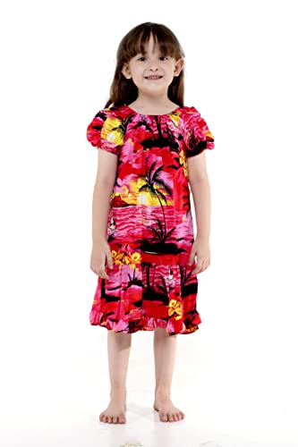 Image of Hawaii Hangover Family Matching Hawaiian Clothes, Sunset Red | Family matching Hawaiian outfits, Sunset Red, lightweight rayon, machine washable, tropical floral print, luaus, cruises