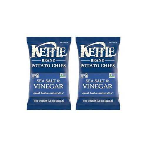 Image of Kettle Brand Sea Salt and Vinegar Kettle Potato Chips, Gluten-Free, Non-GMO, 7.5 oz Bag (Pack of 2)