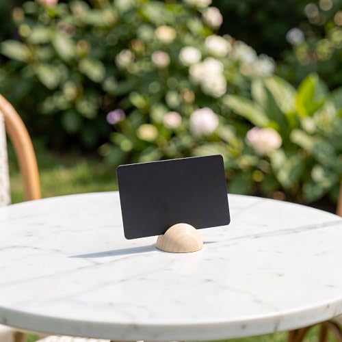 PATKAW Lot de 20 Porte-étiquettes de Table en Bois avec Cartes en PVC Noir, Supports Demi-sphériques en Bois pour réceptions de Mariage, étiquettes de Buffet, Affichage des Prix de café – vue 8
