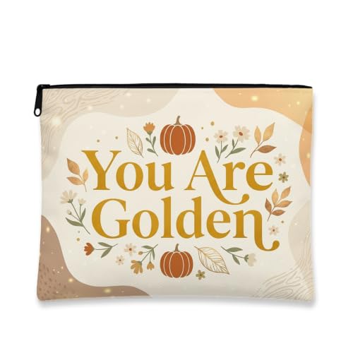 Inspirational Autumn Pumpkins Quote Makeup Bag 7x9 Inch