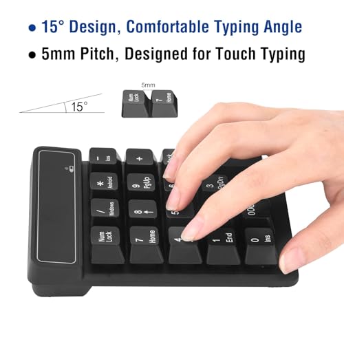 RaceGT Bluetooth Number pad, 19-Keys Wireless Numeric Keypad, Portable Mini Multi-Function Accounting Number Keypad Keyboard Extensions for Laptop/Desktop/Notebook by RaceGT - Image 4