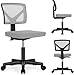 Sweetcrispy Office Desk Chair, Ergonomic Low-Back Mesh Rolling Work Swivel Chairs with Wheels, Armless Comfortable Seat Lumbar Support for Home, Bedroom, Study, Student, Adults,Classic Grey