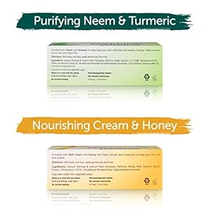 Himalaya Cleansing Bar Soaps Variety Pack, Neem & Turmeric, Almond, Cream & Honey and Cucumber, 4.41 oz, 12 Pack Himalaya Cleansing Bar Soaps Variety Pack Neem Turmeric Almond Cream Honey and Cucumber 441 oz 12 Pack