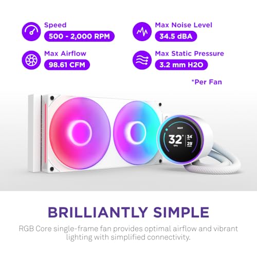 Nzxt Kraken Elite 280 Rgb - Aio Cpu Liquid Cooler - 280Mm Radiator - F280 Rgb Core Fan - Customizable 2.72" Ips Lcd Turbine Pump - Intel® Lga 1700, 1200/115X, 1851 - Amd® AM5, AM4 - White - 7