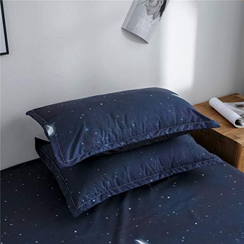 Sky Starry Duvet Cover Set Kids Galaxy with Moon and Stars Clouds Sea Scenery Comforter Cover for Boys Girls Teens Children, Decorative 2 Piece Bedding Set with 1 Pillow Sham Twin Size White Blue 4 41OUlW9hQwL. AC