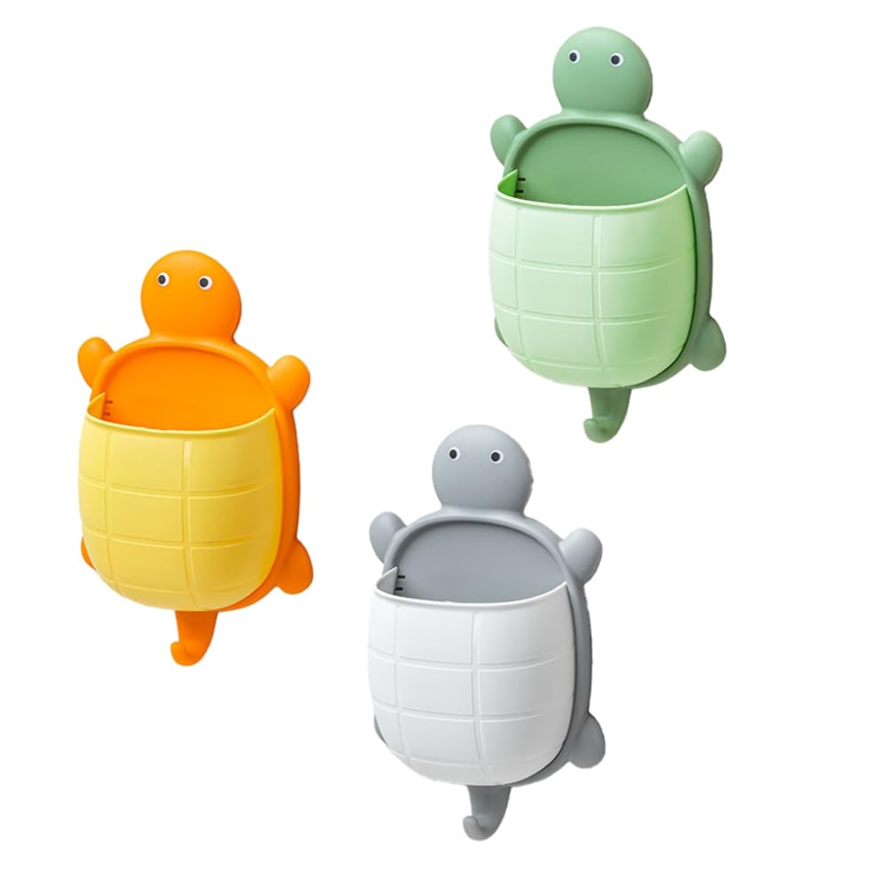 CTRLZS 3PCS Cute Turtle Design Storage Rack Toothbrush Holder Cartoon Bathroom Storage Organizer Toothbrush Storage Rack