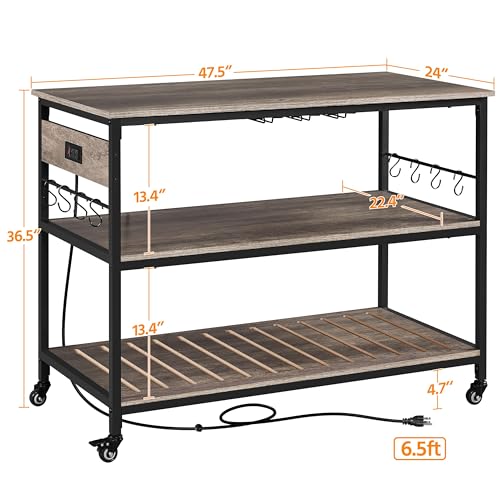 Yaheetechkitchencartwithpoweroutletrollingkitchenislandonwheelswithglassholderhooksutilitytrolleycartcoffeebarmicrowavestandcartwithlockablecasterstaupewood  Urban Country Home Decor Yaheetech kitchen cart with power outlet rolling kitchen island on wheels with glass holder hooks utility trolley cart coffee bar microwave stand cart with lockable casters taupe wood  urban country home decor