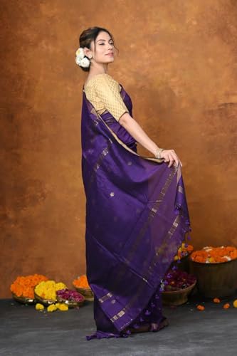 SARADA HANDLOOM purple handloom silk saree – image 4
