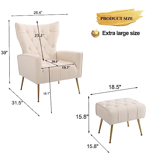 Sillón plegable tela velvet Beige miniatura 2