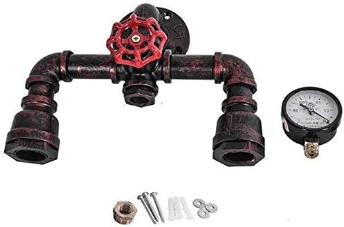 Miniatura 5 de MQ Lámpara de pared de tubería de agua, accesorios Steampunk, 2 luces, montaje en pared, enchufe E26, lámpara de pared rústica vintage para baño,