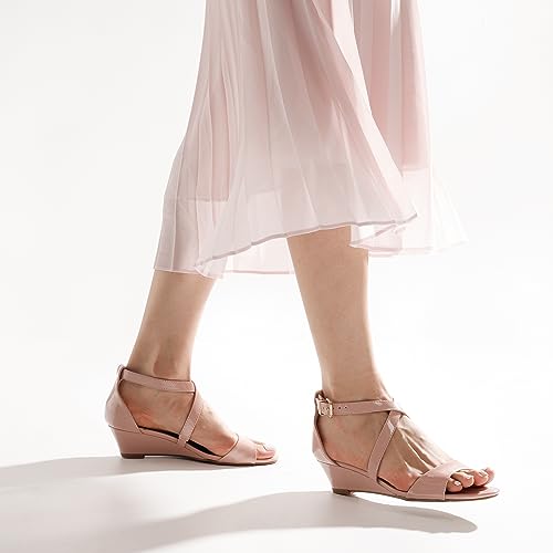 Image of DREAM PAIRS Women's Low Wedge Sandals Ankle Strap Heel Sandal Open Toe Wide Dress Summer Shoes