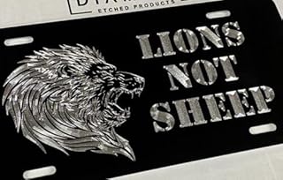 Engraved Lions Not Sheep Lion Car Tag Diamond Etched Vanity License Plate