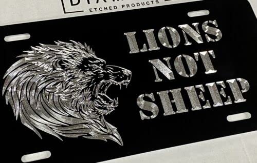 Amazon.com: Engraved Lions Not Sheep Lion Car Tag Diamond Etched