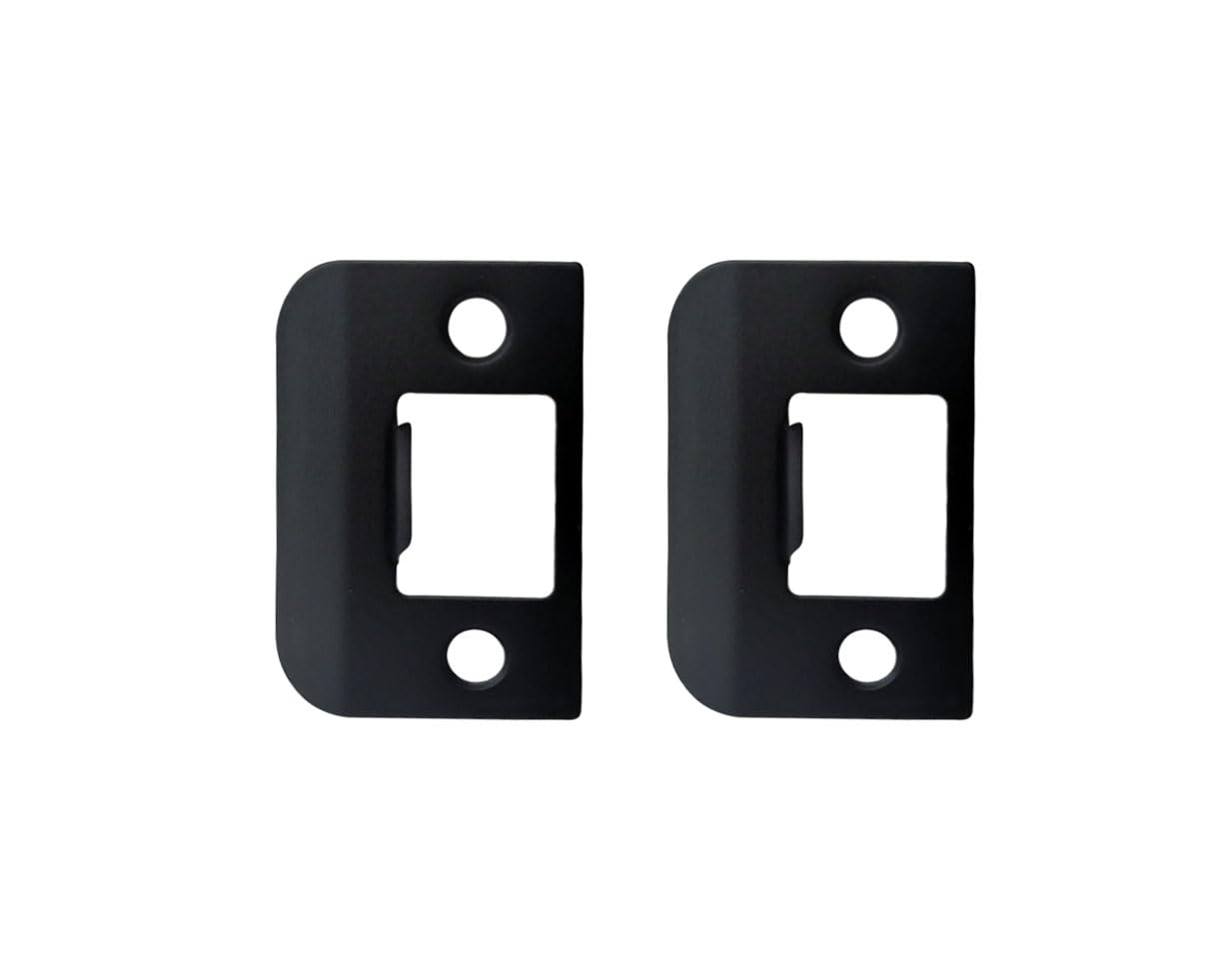 QCAA Solid Brass Extended Lip Strike, 1-1/2"X2-1/4", Matte Black, 2 Pack, Made in Taiwan