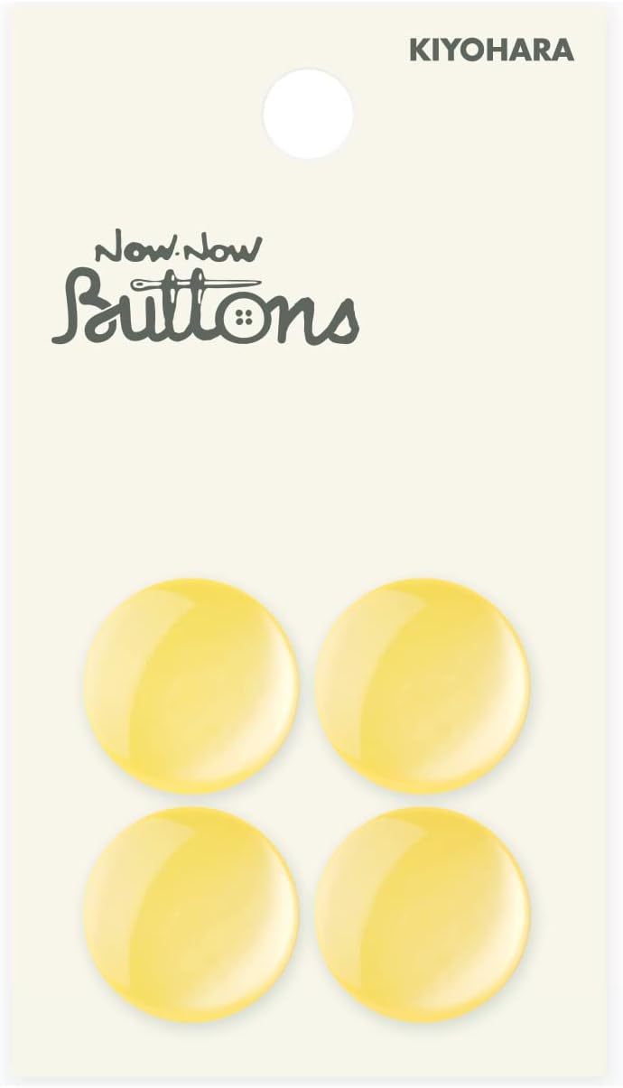 KIYOHARA NWN316 Now Button Color Buttons, Pearlized Back, Set of 4, Diameter 0.7 inches (18 mm), Yellow