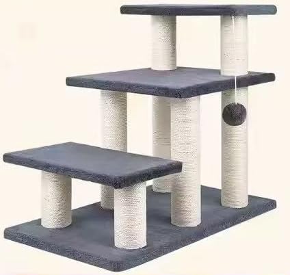 KIEHUAジャンプが苦手な猫ちゃん用 犬が登れるステップ 幅広階段タイプ 低め幅広台座階段タイプ 爪とぎ キャットタワー ベージュ (グレー)