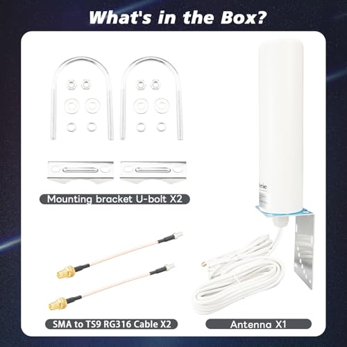 BOOBRIE 5G 4G LTE Antenna High Gain 10dBi 698-2700 3300-3800MHZ Omni-Directional Antenna Outdoor SMA Male 5M Low Loss RG58 Cable SMA TS9 Adapter for 4G 5G LTE Router CPE Modem Gateway - Image 7